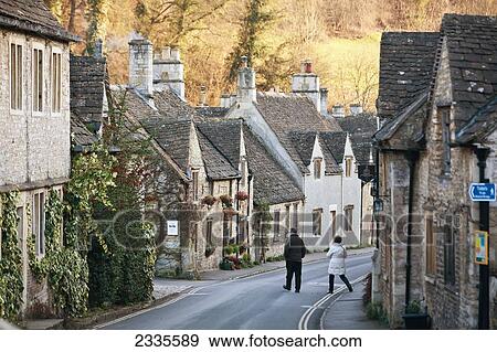 Town Street; Wiltshire, England, Uk View Large Photo Image Stock Photo - Town Street; Wiltshire, England, Uk. Fotosearch