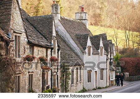 Town Street; Wiltshire, England, Uk View Large Photo Image Stock Photo - Town Street; Wiltshire, England, Uk. Fotosearch