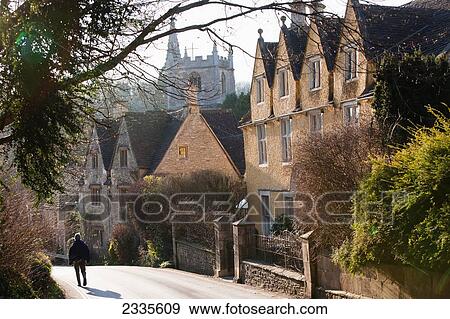 Stock Photo - Town Street; Wiltshire, England, Uk. Fotosearch
