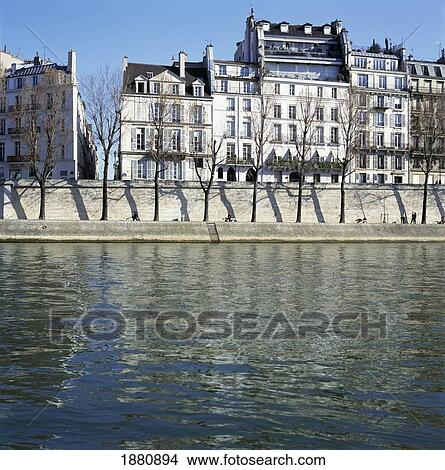Townhouses Along The Seine, Paris View Large Photo Image Picture - Townhouses Along The Seine, Paris. Fotosearch