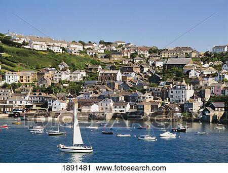 Stock Image - Township On Hill At Sea Shore. Fotosearch