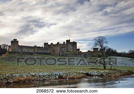 Traces Of Snow On The Hill In Front Of Alnwick Castle; Alnwick Northumberland England View Large Photo Image Stock Image - Traces Of Snow On The Hill In Front Of Alnwick Castle; Alnwick Northumberland England. Fotosearch