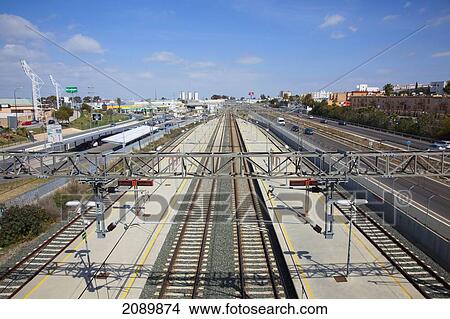 Picture - Tracks At The Railway Station; Bahia Sur, San Fernando, Andalusia, Spain. Fotosearch