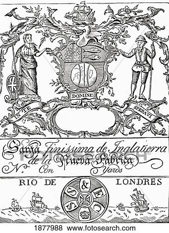 Stock Photo - Trade Label Of The South Sea Company. From The Book Short History Of The English People By J. R. Green, Published London 1893. Fotosearch