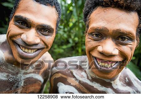 Stock Photo - Traditional face painting; Santo Island, Vanuatu. Fotosearch