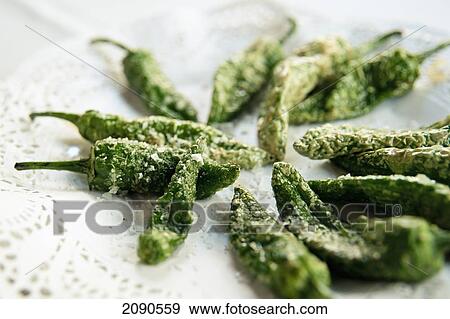 Traditional Fried Peppers Known As Pimientos De Padron, Santurtzi, Basque Country, Spain View Large Photo Image Stock Photo - Traditional Fried Peppers Known As Pimientos De Padron, Santurtzi, Basque Country, Spain. Fotosearch