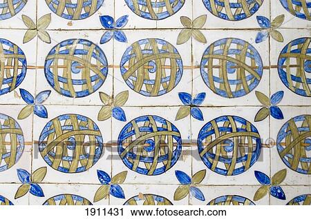 Stock Image - Traditional Glazed Tiles, Palacio Da Pena, Sintra, Portugal. Fotosearch