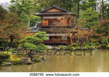 Traditional Japanese Building With Garden And Small Lake; Kyoto, Japan View Large Photo Image Stock Image - Traditional Japanese Building With Garden And Small Lake; Kyoto, Japan. Fotosearch