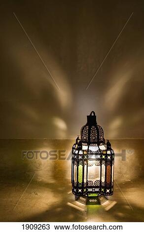 Stock Image - Traditional Lantern At Riad Dar Hanane, Marrakesh, Morocco. Fotosearch