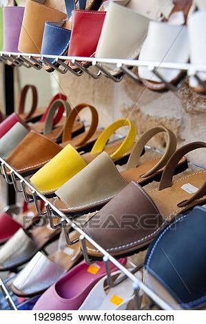 Traditional Leather Shoes Known As Abarcas Tipical From Menorca, Alcudia, Mallorca, Balearic Islands, Spain View Large Photo Image Stock Photography - Traditional Leather Shoes Known As Abarcas Tipical From Menorca, Alcudia, Mallorca, Balearic Islands, Spain. Fotosearch