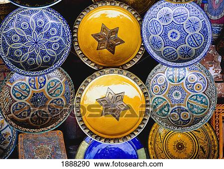 Traditional Maroccan Plates On Market View Large Photo Image Stock Image - Traditional Maroccan Plates On Market. Fotosearch