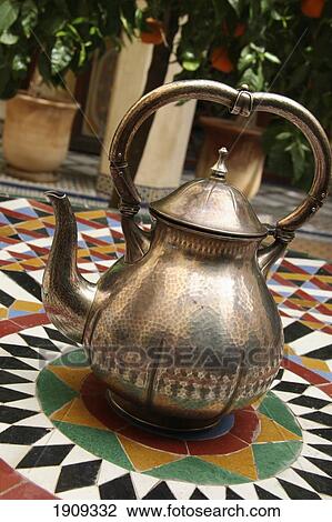 Traditional Maroccan Teapot On Mosaic Floor, Marrakech, (Marrakesh), Morocco View Large Photo Image Stock Image - Traditional Maroccan Teapot On Mosaic Floor, Marrakech, (Marrakesh), Morocco. Fotosearch