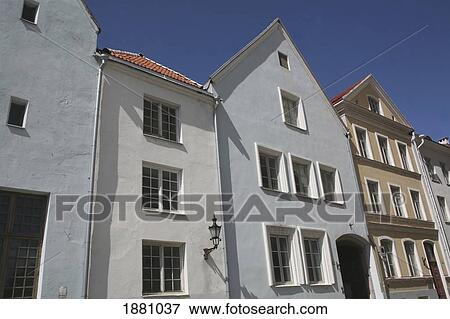 Stock Photo - Traditional Old Houses Along Ruutli Street In Old Town. Fotosearch