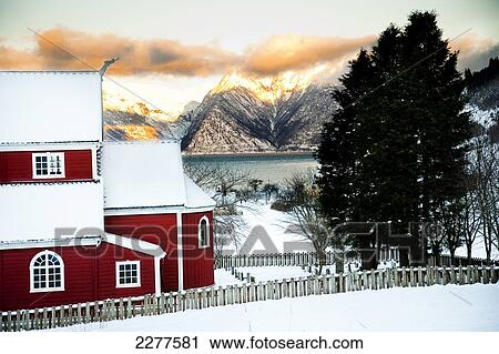 Traditional red church building in the village; Ortnevik, Sognefjord, Norway View Large Photo Image Stock Image - Traditional red church building in the village; Ortnevik, Sognefjord, Norway. Fotosearch