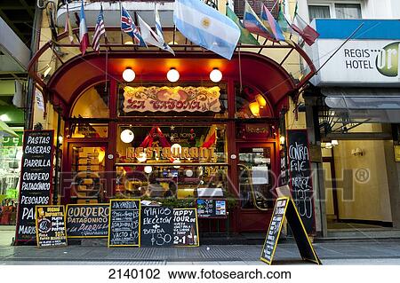 Stock Image - Traditional Restaurant In Calle Florida, Buenos Aires, Argentina. Fotosearch