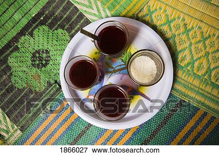 Stock Photo - Traditional Tray Of Berber Tea, Siwa Oasis, Egypt. Fotosearch