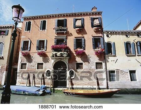 Traditional Venetian Building Along Canal View Large Photo Image Stock Image - Traditional Venetian Building Along Canal. Fotosearch
