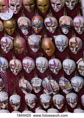 Traditional Ventain Masquerade Masks On Market Display; Venice, Italy View Large Photo Image Stock Photography - Traditional Ventain Masquerade Masks On Market Display; Venice, Italy. Fotosearch