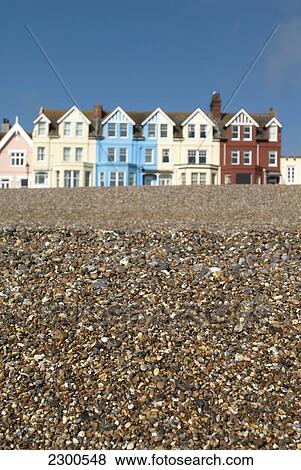 Traditional Victorian Seafront Houses Facing The Shingle Beach At Aldeburgh, Suffolk View Large Photo Image Stock Photo - Traditional Victorian Seafront Houses Facing The Shingle Beach At Aldeburgh, Suffolk. Fotosearch