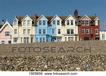 Traditional Victorian seafront houses facing the shingle beach at Aldeburgh, Suffolk View Large Photo Image Stock Photograph - Traditional Victorian seafront houses facing the shingle beach at Aldeburgh, Suffolk. Fotosearch