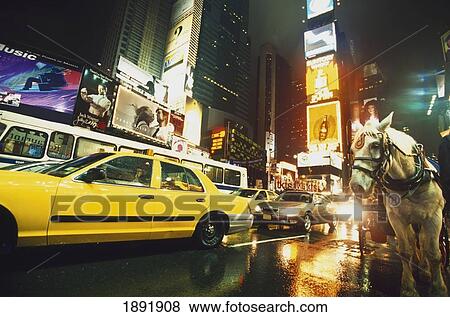 Traffic In Times Square At Night View Large Photo Image Stock Photo - Traffic In Times Square At Night. Fotosearch