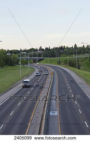 Stock Photo - Traffic on Capilano Freeway; Edmonton, Alberta, Canada. Fotosearch