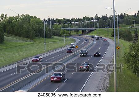 Stock Photography - Traffic on Capilano Freeway; Edmonton, Alberta, Canada. Fotosearch