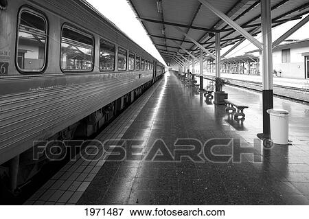Stock Photo - Train In A Railway Station; Chiang Mai Thailand. Fotosearch
