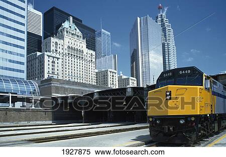 Train In Front Of Skyscrapers View Large Photo Image Stock Photography - Train In Front Of Skyscrapers. Fotosearch