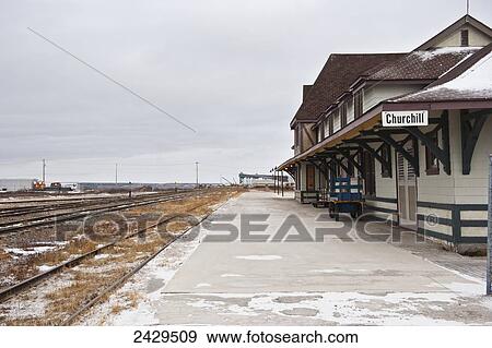 Train station platform; Churchill, Manitoba, Canada View Large Photo Image Stock Photo - Train station platform; Churchill, Manitoba, Canada. Fotosearch