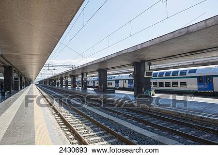 Train station platform; Rome, Italy View Large Photo Image Stock Image - Train station platform; Rome, Italy. Fotosearch