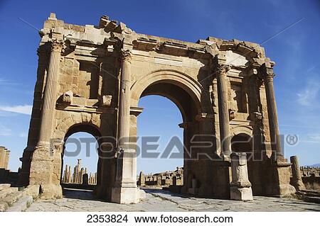 Trajan's Arch, Timgad, near Batna; Algeria View Large Photo Image Picture - Trajan's Arch, Timgad, near Batna; Algeria. Fotosearch