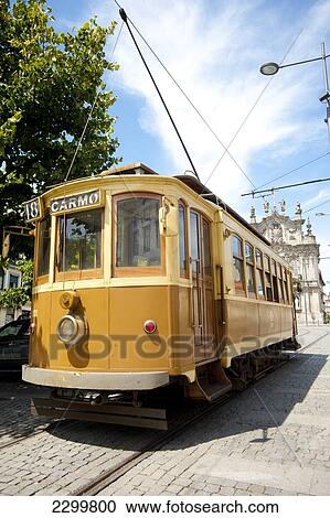Stock Image - Tram In Porto, Portugal. Fotosearch