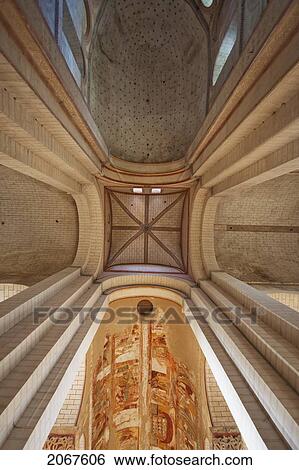Stock Photograph - Transept And Romanesque Murals On The Ceiling Of The Central Nave Of The Abbey Church Of Saint-Savin Sur Gartempe, Saint-Savin Sur Gartempe, Vienne, France. Fotosearch