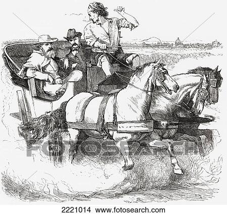 Picture - Transportation In The Italian Countryside In The Late 19Th Century. From Italian Pictures Published 1895.. Fotosearch