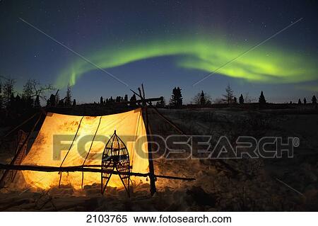 Trappers Tent Lit Up With Aurora Borealis At Wapusk National Park In Canada's North Near Churchill; Manitoba Canada View Large Photo Image Stock Photography - Trappers Tent Lit Up With Aurora Borealis At Wapusk National Park In Canada's North Near Churchill; Manitoba Canada. Fotosearch