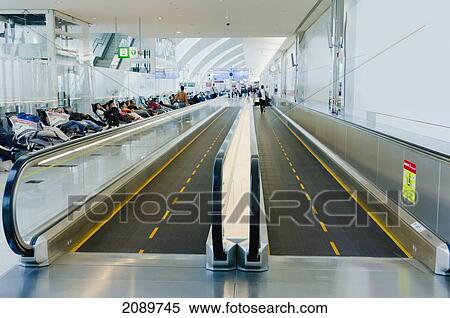 Stock Photography - Travelator, Al Maktoum New Airport, Dubai, Uae. Fotosearch