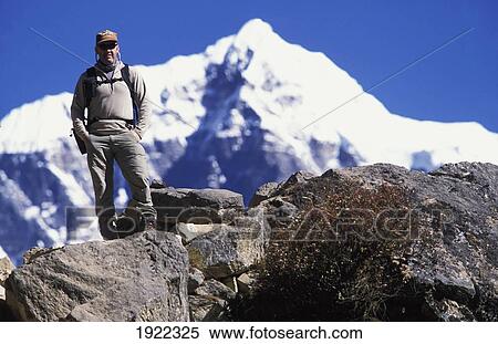 Trekker At Everest Base Camp View Large Photo Image Stock Photography - Trekker At Everest Base Camp. Fotosearch