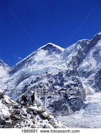 Trekkers Survey, Everest West Shoulde, Sagarmatha National Park View Large Photo Image Stock Image - Trekkers Survey, Everest West Shoulde, Sagarmatha National Park. Fotosearch