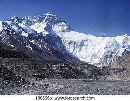 Trekkers Walking Towards Base Camp Of Mount Everest View Large Photo Image Stock Photography - Trekkers Walking Towards Base Camp Of Mount Everest. Fotosearch