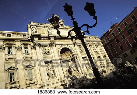 Trevi Fountain And Lamp Post View Large Photo Image Stock Photo - Trevi Fountain And Lamp Post. Fotosearch