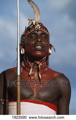 Stock Image - Tribesman In Traditional Costume. Fotosearch