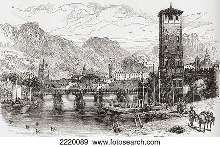 Trient, Martigny, Valais, Switzerland In The 19Th Century. From Pictures From The German Fatherland Published C. 1880. View Large Photo Image Stock Photo - Trient, Martigny, Valais, Switzerland In The 19Th Century. From Pictures From The German Fatherland Published C. 1880.. Fotosearch