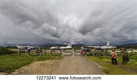 Stock Image - Trigana Air ATR 72 at the airport, Wamena, Papua, Indonesia. Fotosearch