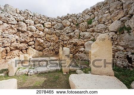 Trilithon Altar In Apse 2 Of The Ggantija Temples (3600 - 3200 B. C. ), Gozo Island, Malta View Large Photo Image Stock Photography - Trilithon Altar In Apse 2 Of The Ggantija Temples (3600 - 3200 B. C. ), Gozo Island, Malta. Fotosearch