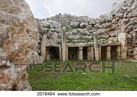 Trilithon Niches In Apse 6 Of The Ggantija Temples (3600 - 3200 B. C. ), Gozo Island, Malta View Large Photo Image Picture - Trilithon Niches In Apse 6 Of The Ggantija Temples (3600 - 3200 B. C. ), Gozo Island, Malta. Fotosearch