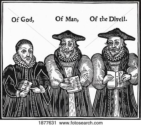 Stock Image - Triple Episcopacie. Of God, Of Man, Of The Divell. From The Book Short History Of The English People By J. R. Green Published London 1893.. Fotosearch