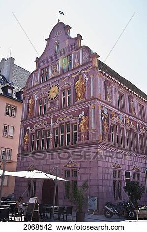 Stock Image - Trompe L'oeil Facade Of The Hotel De Ville; Mulhouse Haut-Rhin France. Fotosearch