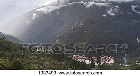 Stock Image - Trongsa Dzong; Trongsa District Bhutan. Fotosearch