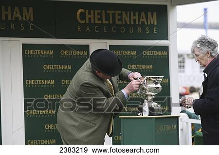 Stock Photo - Trophy at the horse racing festival; Cheltenham, Gloucestershire, England. Fotosearch